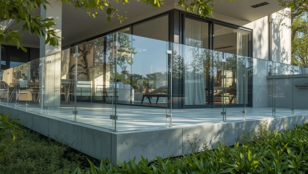 Garde corps en verre sur terrasse