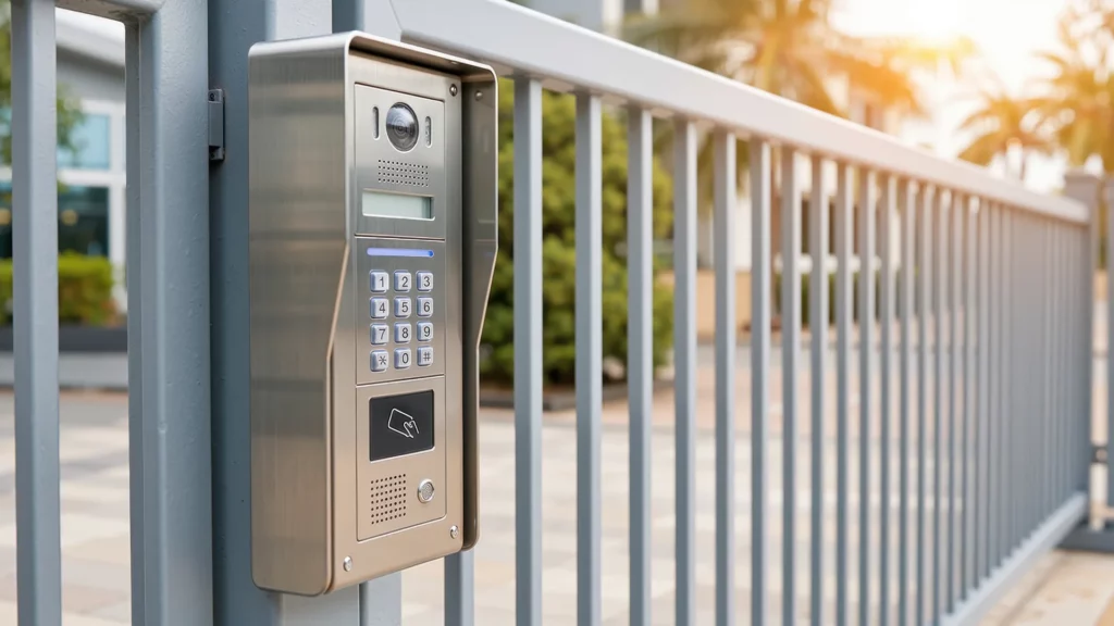 Visitor using gate intercom
